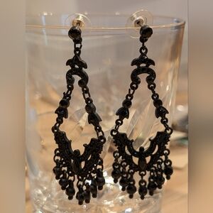 Elegant Black Chandelier Earrings